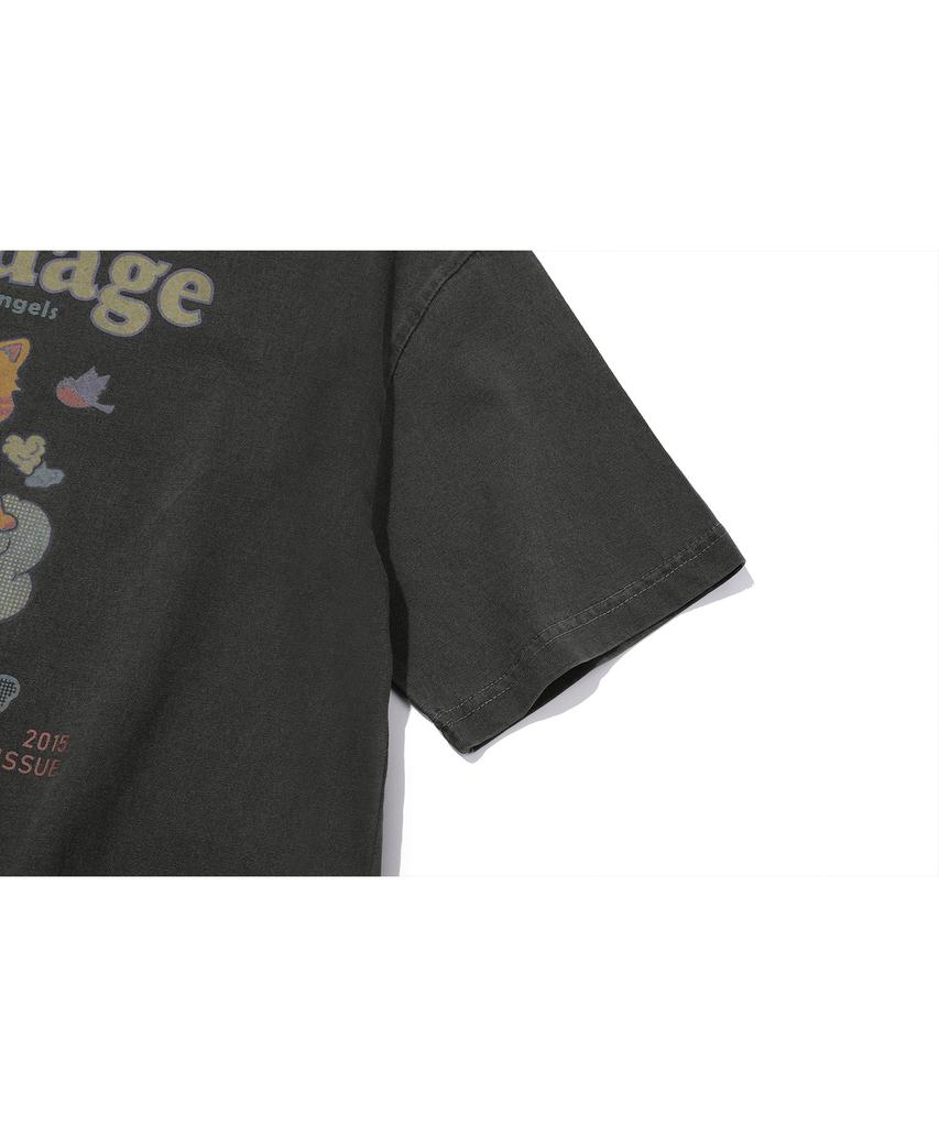CPGN STUDIO Bubble Heart Pigment Short Sleeve T-Shirt Smoke Black
