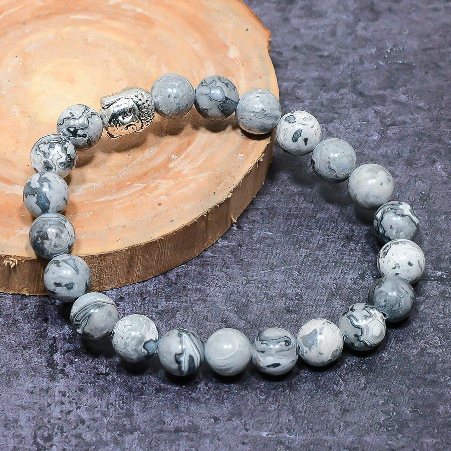 Natural Porcelain Jasper Gemstone Handmade Cuff Adjustable ETC-9692