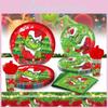 Theme Christmas Party Disposable Tableware Set With Colorful Paper Plates Cups Napkins