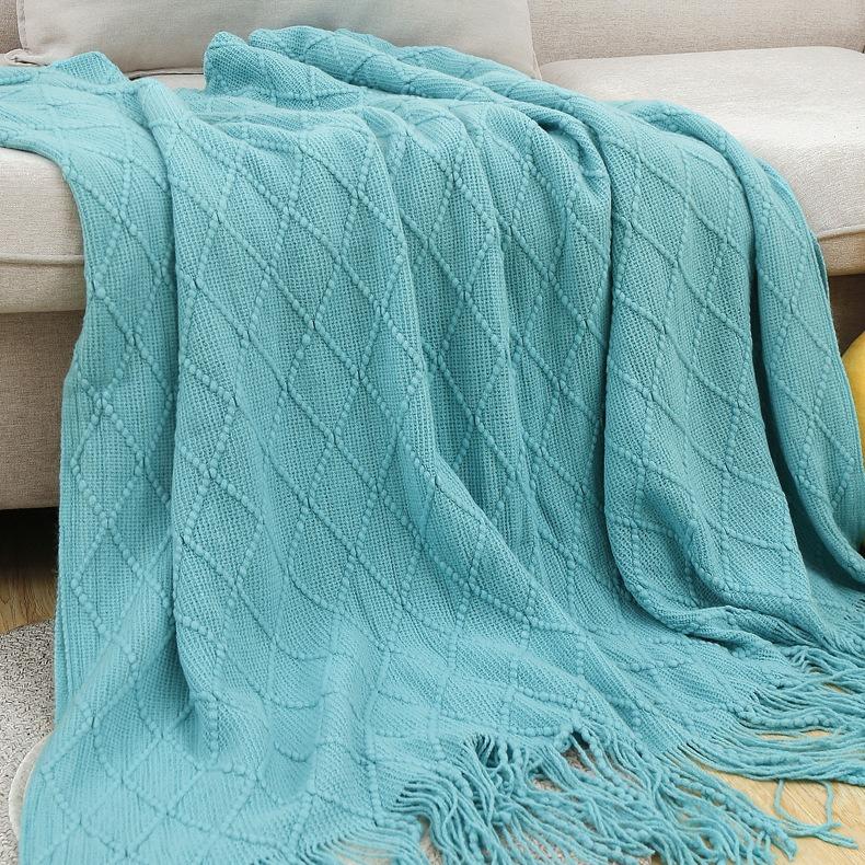Knitted Blanket Sofa Blanket Cover Blanket Tassel Thin Blanket Office Air Conditioning Blanket Bay Window Blanket Summer Nap Blanket All-season