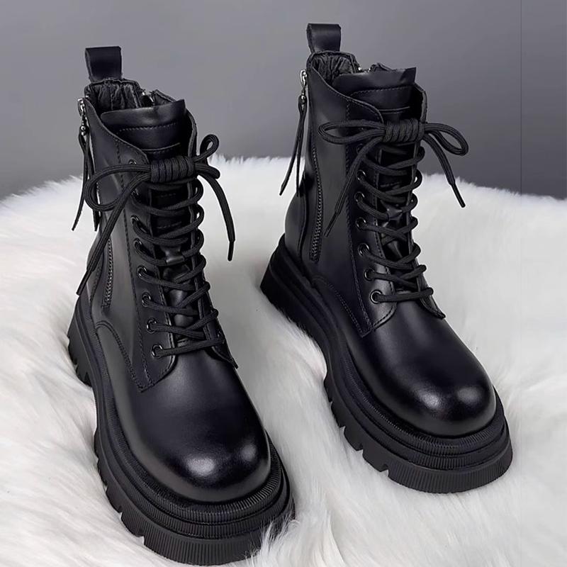 High-end Ankle Boots Women's Flats Platform Lace Toe Sport Shoes for Woman Fashion Goth Motorcycle Boots New Fashion Mujer Botas