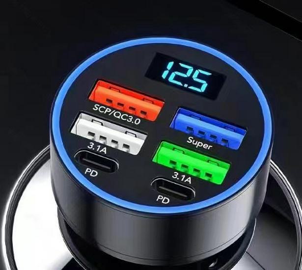 2024 Multi-Function Car Charger Head for Mobile Phones, Compatible with Apple and Huawei