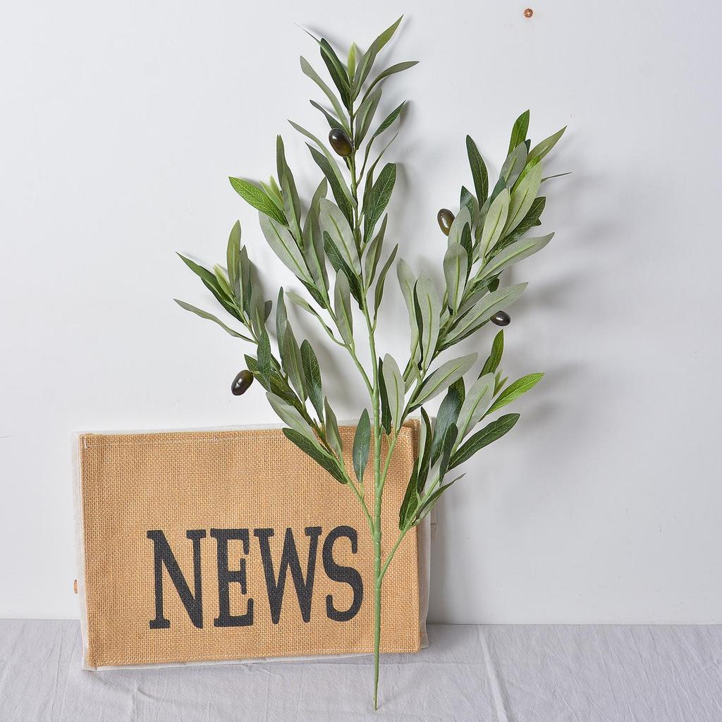 Artificial Olive Branch with Fruit - Green Decorative Plant for Dining Table, Wedding, and Photography Props.