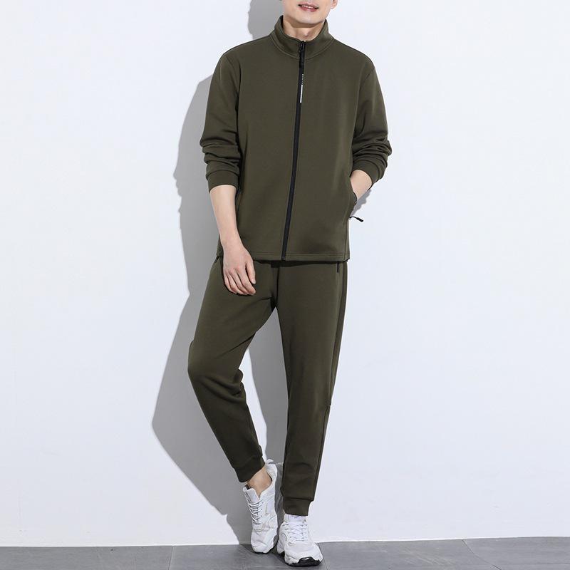 

Мужской спортивный костюм свободного кроя со стойкой - Однотонный, XL, Весна/Осень 190