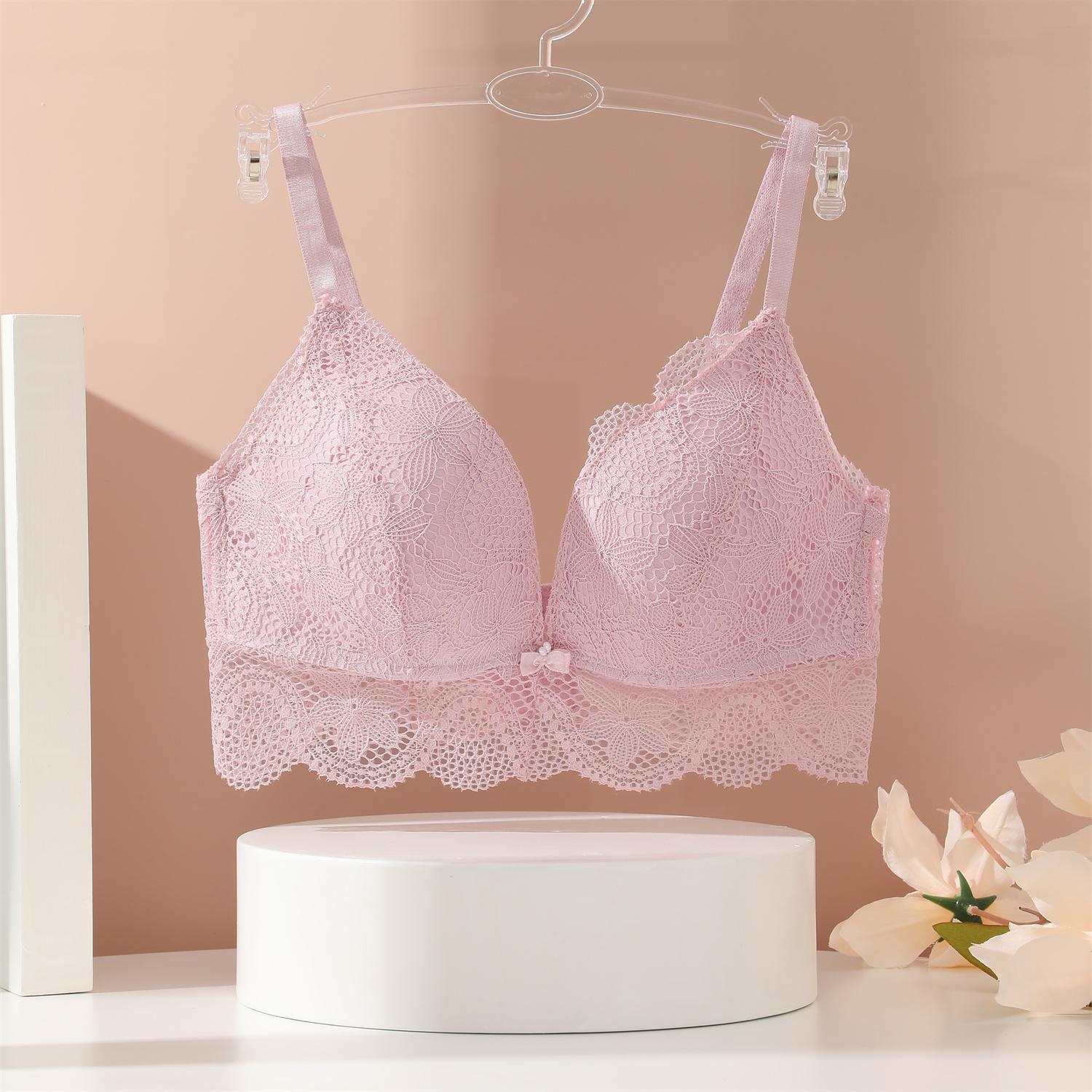 

Цветочный кружевной бюстгальтер женский сексуальный глубокий V-образный вырез бюстгальтер без косточек регулируемые бретели бюстгальтер пуш-ап без стали нижнее белье женское мягкое нижнее белье 38/85B розовый