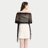 Women Summer Shawl See-through Mesh Thin Tassel Solid Color Soft Decorative Lace Malaysia Women Head Wrap Clothes Accessory