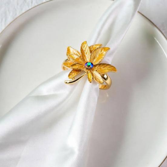 5 Pcs Napkin Rings Maple Leaf Design Napkin Holders Anti-Oxidation Decorative