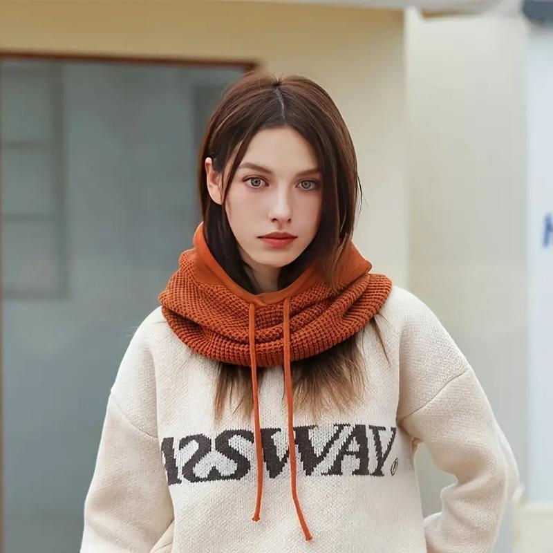 Dzianinowy szalik z kapturem dla kobiet Jesień i Zima Gruby i Ciepły Z nausznikami