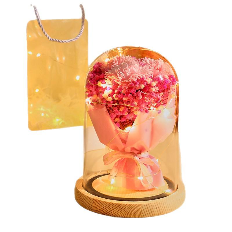 March 8th Women's Day Eternal Rose Glass Dome Bouquet - Ideal Birthday Gift for Girlfriend or Mom