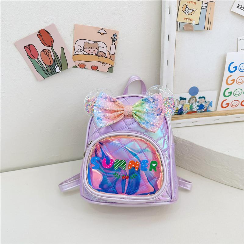 Colorful Neutral Gender Childrens Backpack With Whimsical Bow And Durable Design