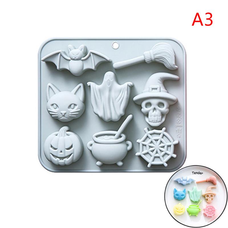 Halloween Silicone Mold Ghosts Pumpkins Bats Haunted Houses Tombstones Designs Baking Mold Chocolate Cakes Soaps Cookies Mold