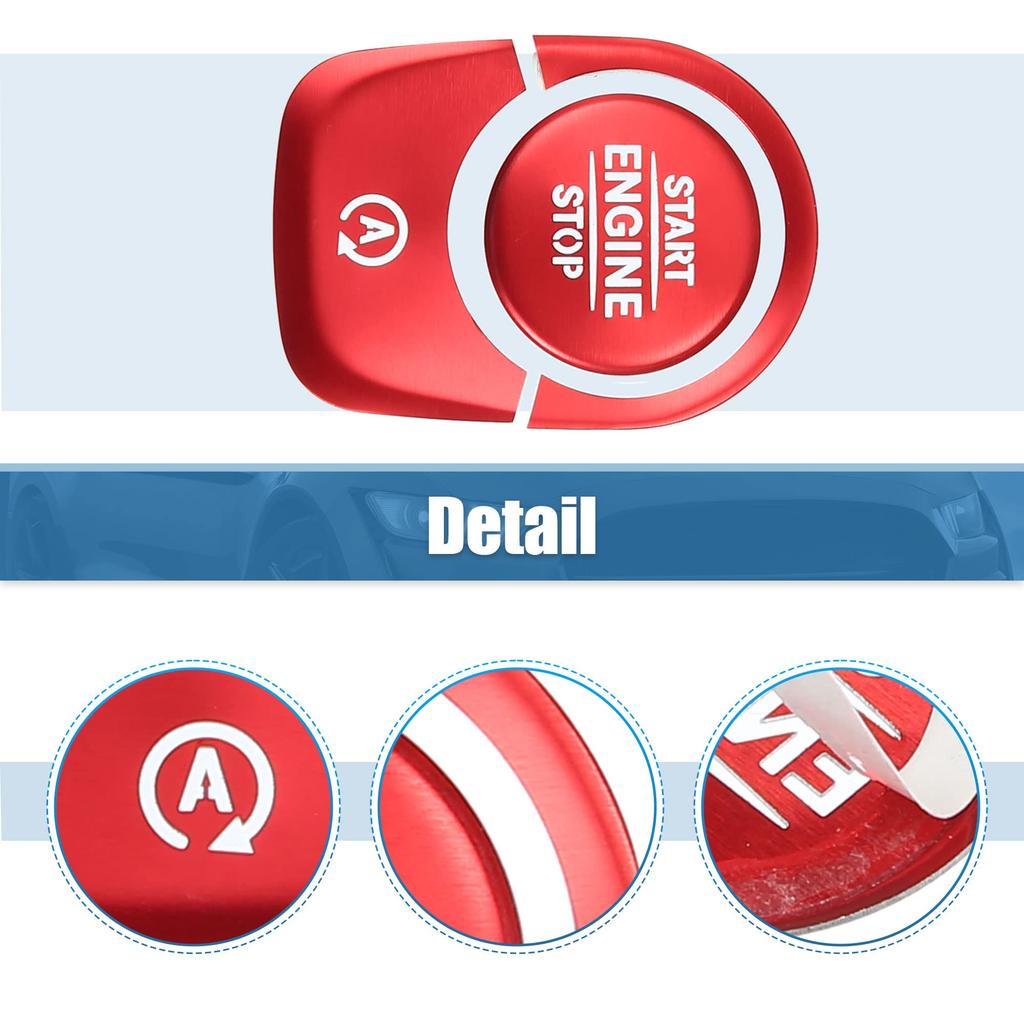 uxcell Engine Start Stop Button Cover Kit Push Start Button Trim Sticker for Mercedes
