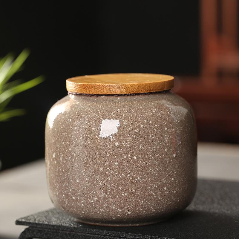 Ceramic Mini Jar with Wooden Lid Sealed Storage Box Portable Travel Tea Cans Kitchen Food Storage Containers Cans Bottle Boxes