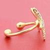 1 Piece Glitter Rhinestone Decor Cute Starfish Pattern Ear Stud Clip Cuff Earring Gift