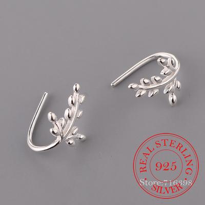 925 Sterling Silver Tree Leaves Stud Earrings for Women Wedding Gift Hypoallergenic Sterling-silver-jewelry Brincos
