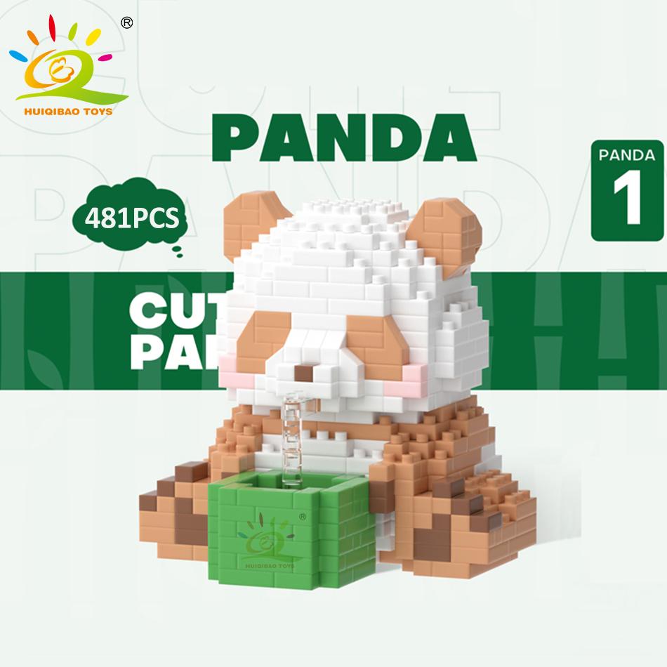 Non-Toxic Diy Cute Panda Shape Micro Model Building Blocks Set City Creativity Zoo Animal Mini Bricks Toys For Children Kid Gift