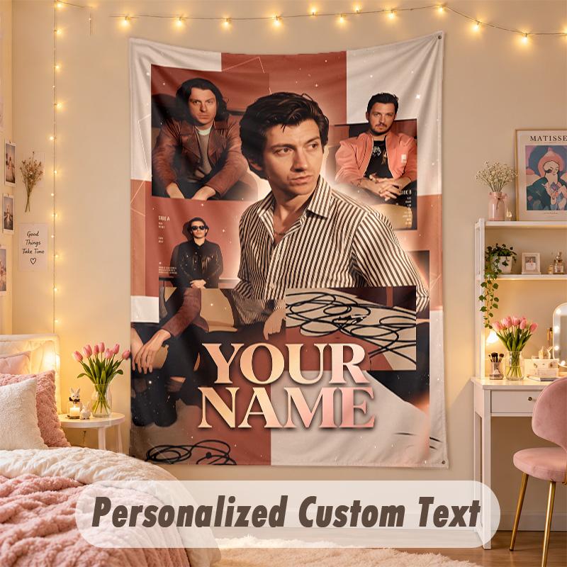 Custom Personalized Tapestry,Arctic Monkeys Print Custom Name Text Wall Art Hanging for Bedroom