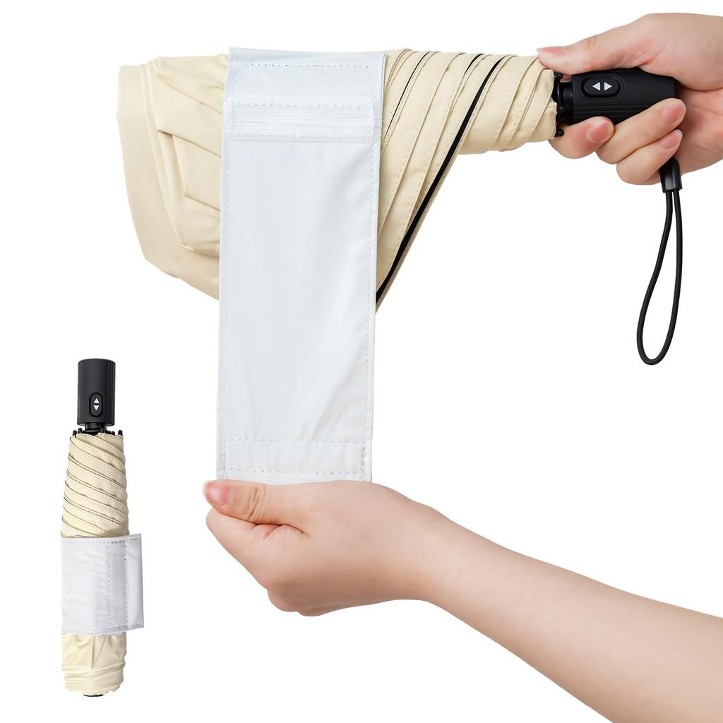 Foldable Easy to Fold UV Rain or Automatic Complete Sun Heat x Quick-to-Fold Umbrella Parasol, Ultra-lightweight, (225g), 100% Protection, Shine,