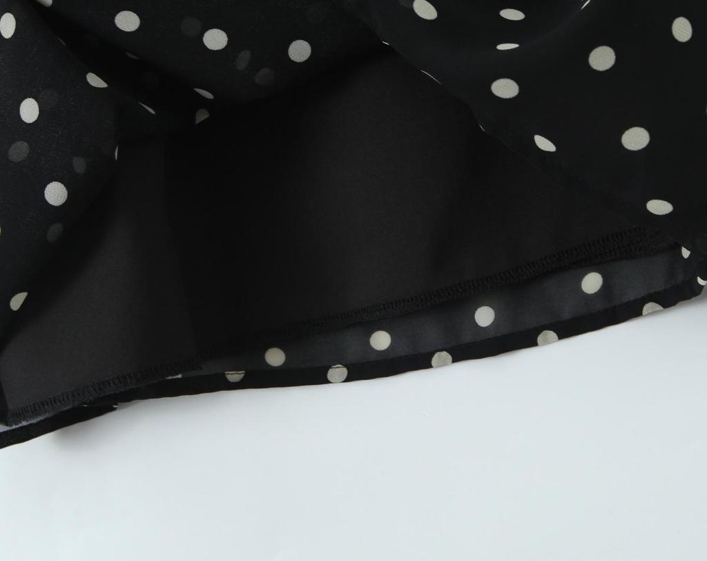 2026 Chic Polka Dot Ruffle Chiffon V-Neck Mini Dress