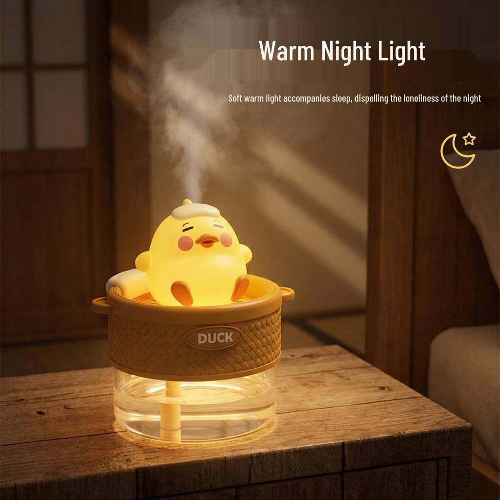 Creative Yellow Duck Mini Air Humidifier: 2-Speed, Long/Intermittent Spray for Desktop & Home Use
