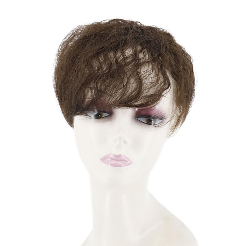 

Женские короткие кудрявые накладки для волос, парик на клипсах на макушку, чтобы скрыть седину, натурального цвета, черно-коричневый блонд, для ежедневного использования