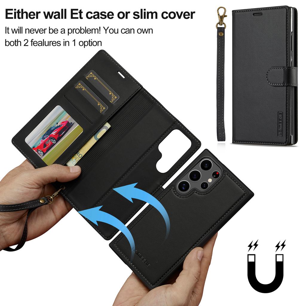 LC.IMEEKE L2 Serie für Samsung Galaxy S23 Ultra Hülle PU Leder Brieftasche Abnehmbare Magnetische Handyhülle
