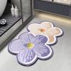 Fresh and Simple Special-shaped Flowers Diatom Mud Bathroom Toilet Toilet Door Water Absorption Dirt-resistant and Easy To Take Care of Floor Mat