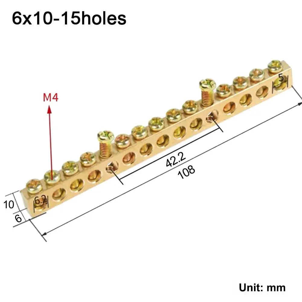 Copper Bar Terminal Copper Wire Connector Multi-specification With Hole Screw Brass Connection Row Terminal Block Electrical