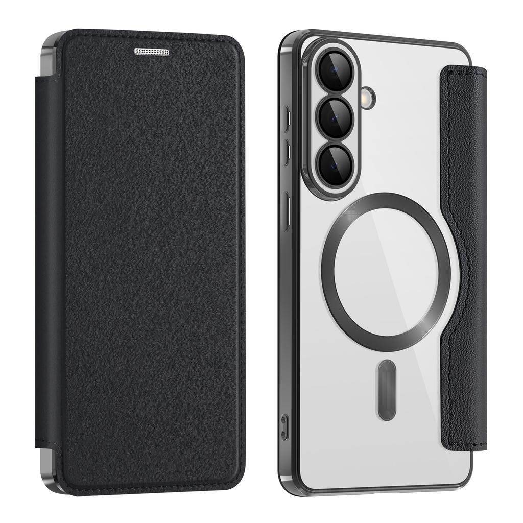 For Samsung Galaxy S26 Magnetic Case RFID Blocking Card Holder Leather Phone Cover with Lens Film