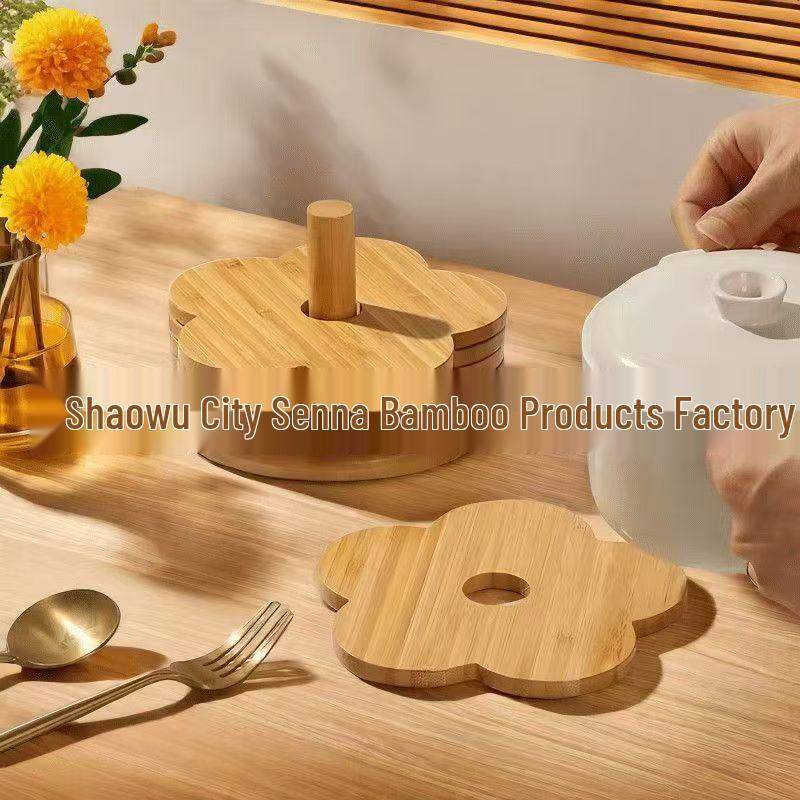 Bamboo Camphor Heat-Resistant Waterproof Anti-Slip Coaster - Durable, Anti-Scald, Drop-Resistant Pad for Kitchen & Dining Table
