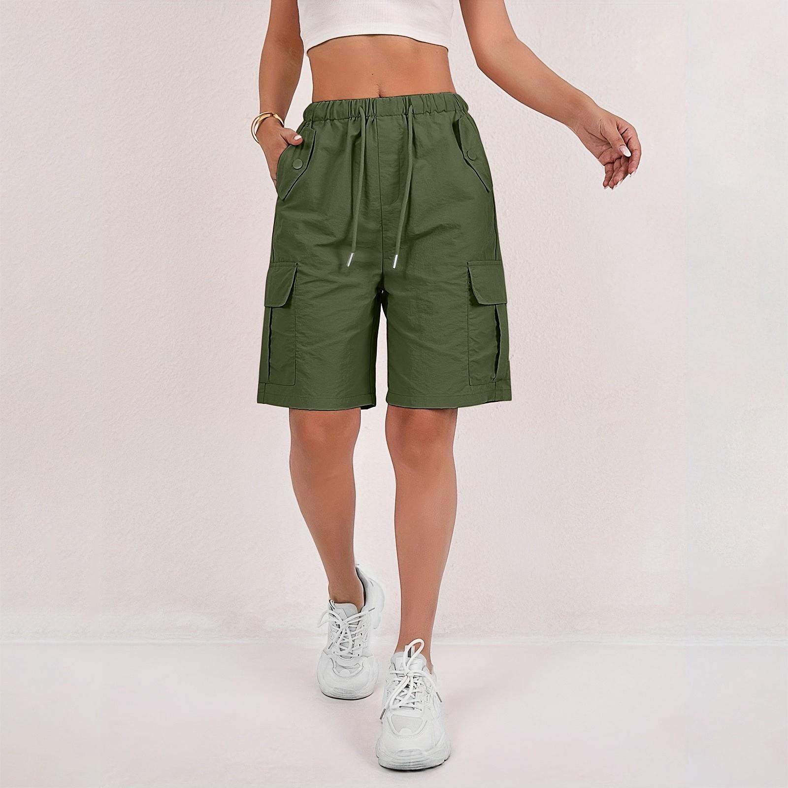 

Женские спортивные шорты свободного покроя, однотонные, с высокой талией, с карманами XXL