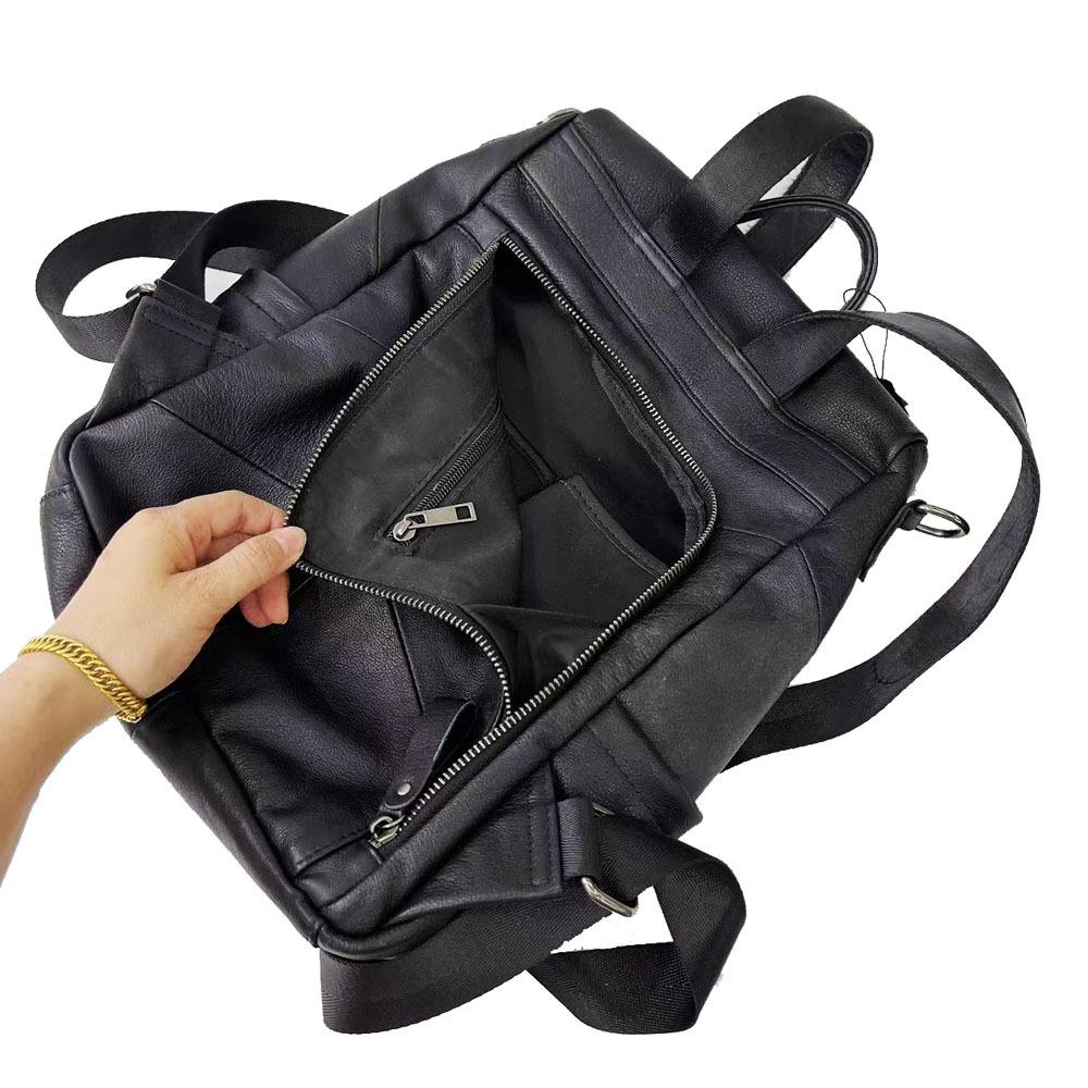 Leather Backpack Black First Layer Cowhide Women'S Backpack Trendy Versatile Soft Leather Women'S Bag