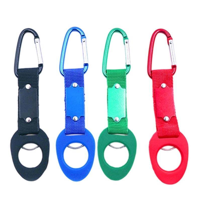 Set of 4 Water Bottles Carry Fasteners with Carabiners and Riveted Connectors Rope for Belt Placement, Commuting, Cycling, Day Travel, and Camping