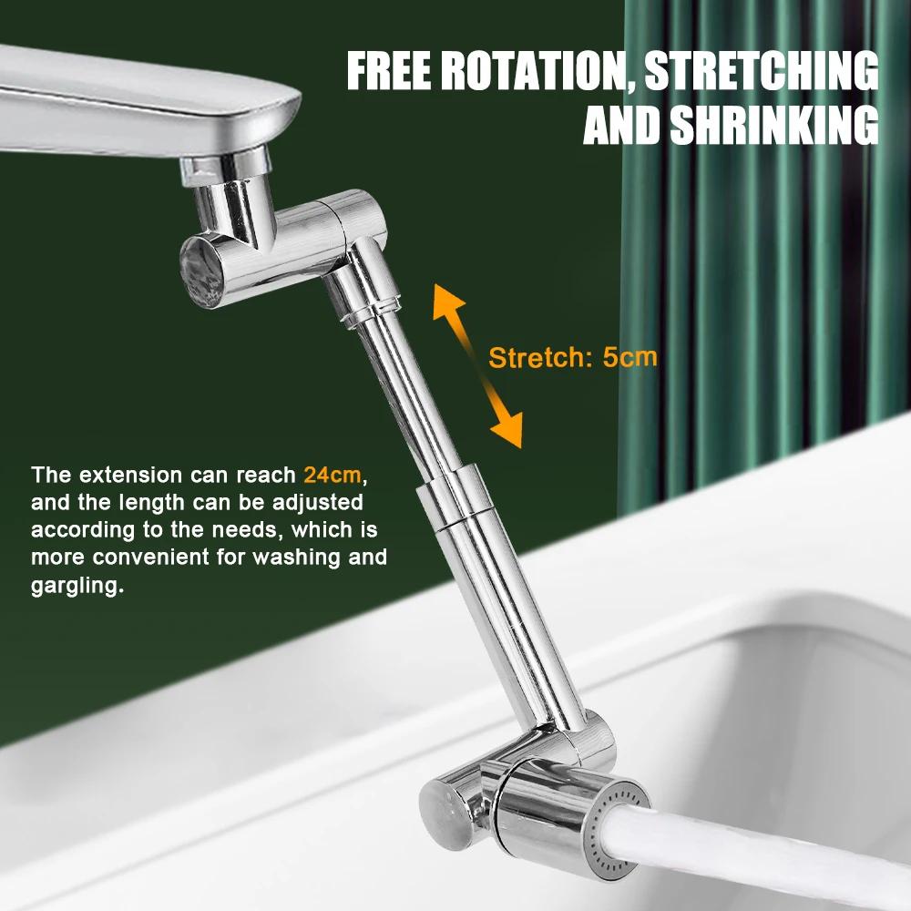 Metal 1440° Rotattion Kitchen Faucet Extender 2 Modes Universal Tap Bubbler Nozzle Sprayer Bathroom Tap Kitchen Faucet Extension