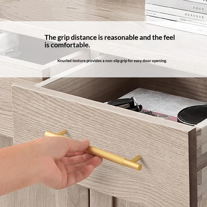 Nordic Wardrobe Handles–Gold Copper & Black Drawer Knobs Extended American-Style Aluminum Alloy Cabinet Pulls Furniture Hardware