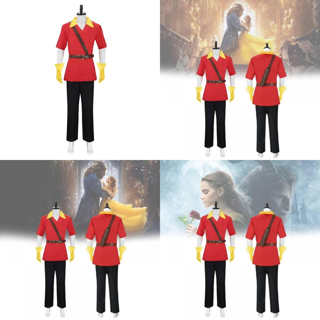 Skönheten och Odjuret Gaston Cosplay Kostym Med Polyestertyg För Halloween Rollspel