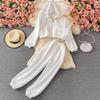 Trendy Women's Spring Set: Hooded Jacket, Vest & Wide-Leg Pants
