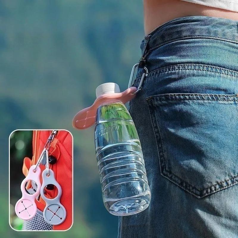 Přenosná silikonová přezka na háček na láhev s vodou, Klipový držák na láhev na cesty, Úložný držák na lahve s minerální vodou, Gadget pro venkovní cestování