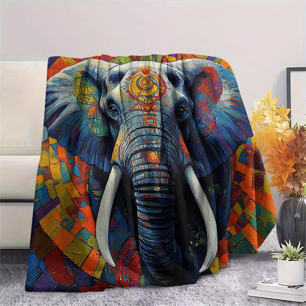 

Elephant Print Flannel Blanket, High quality Comfortable for All Seasons, Home Decor, Warmth and Comfort, Perfect for Christmas Gifts 80cm x 120cm