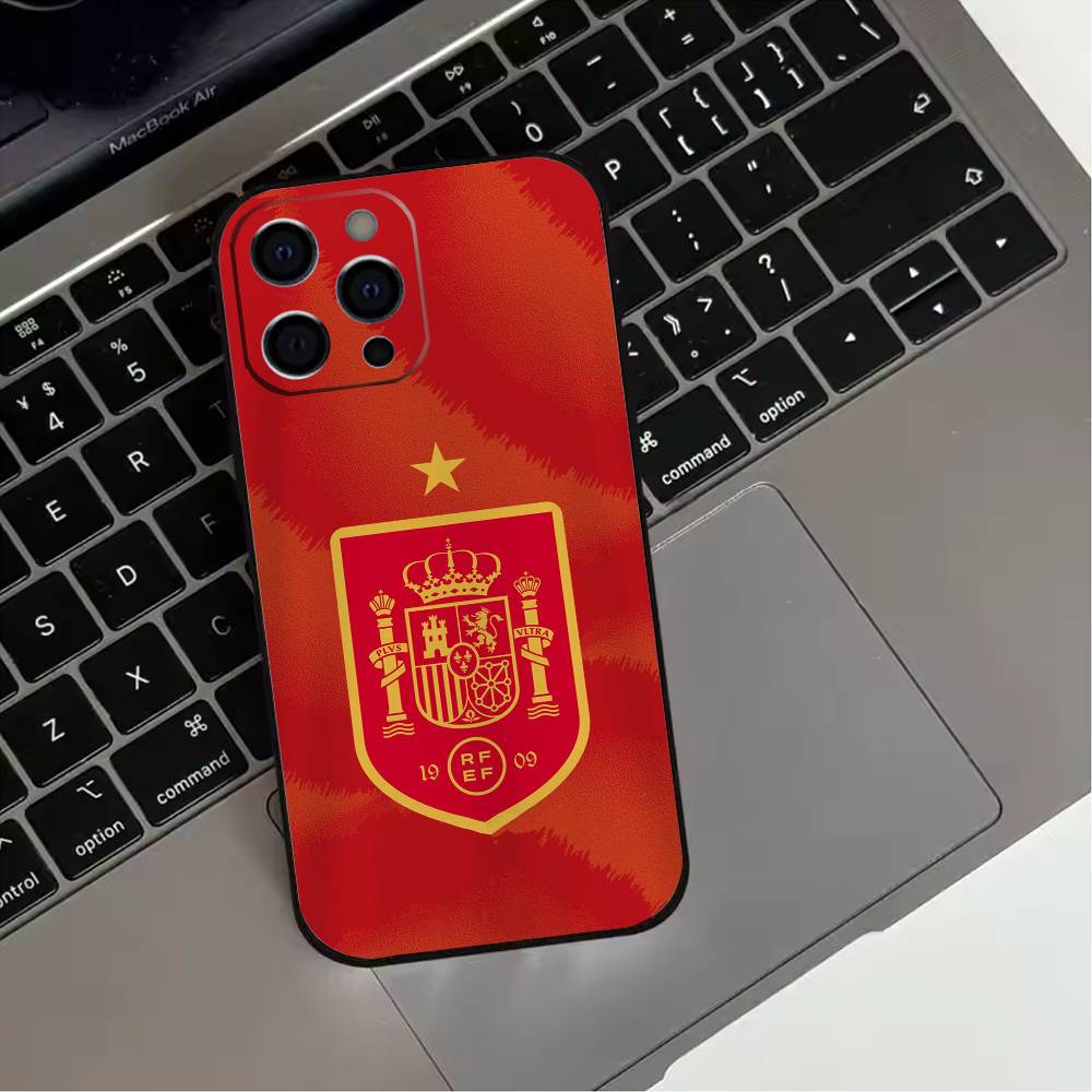 Spanish National Flag  Phone Case For iPhone 17,16,15,14,13,12,11 Plus,Pro Max,XS,Soft Silicone Black Cover