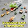 JOYFY 13 in 1 Dinosaur Transport Truck Toys with 12 Pull Back Cars Small Cars Set for 3+ Years Boy Birthday Christmas Gifts Toys