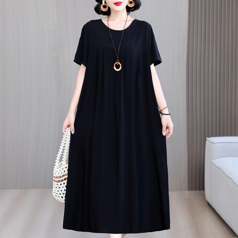 Women's Loose Dresses Elegant Plus Size Short Sleeve Casual Summer Oversize Long Dress Female Vintage Clothes