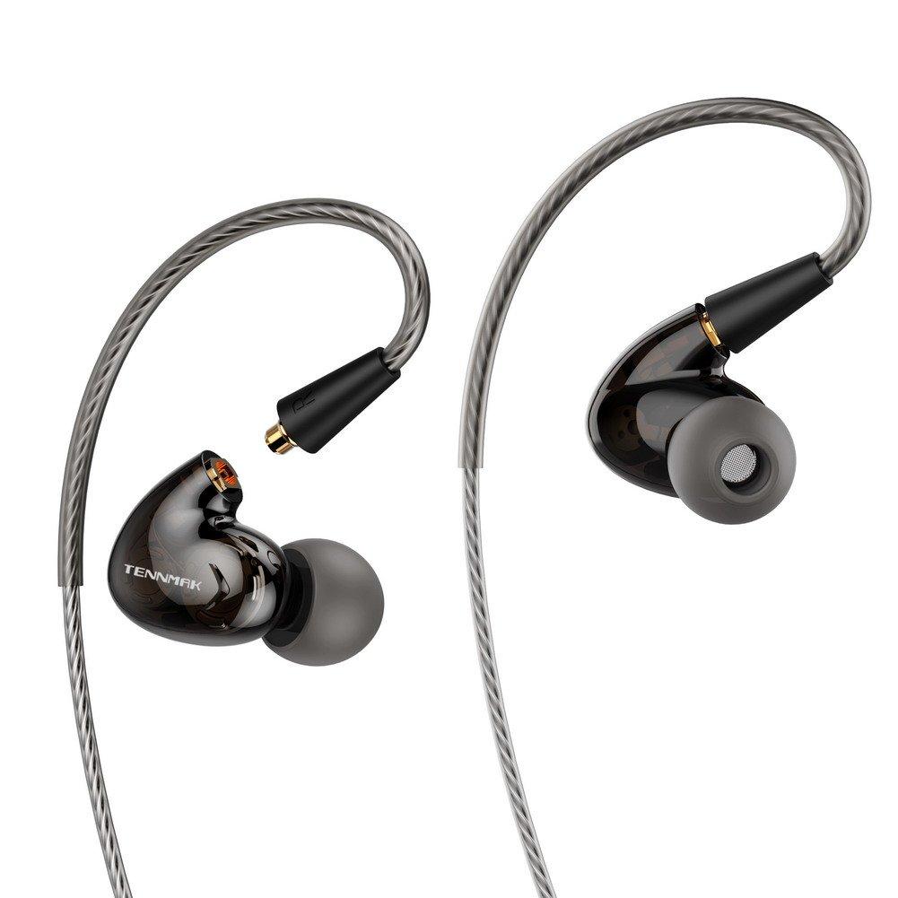 

TENNMAK PRO Professional 4 Driver Wired Earphones with Mic & Detachable Cable & Ear Hooks for Sports Running & Casual & School (Black Mic)