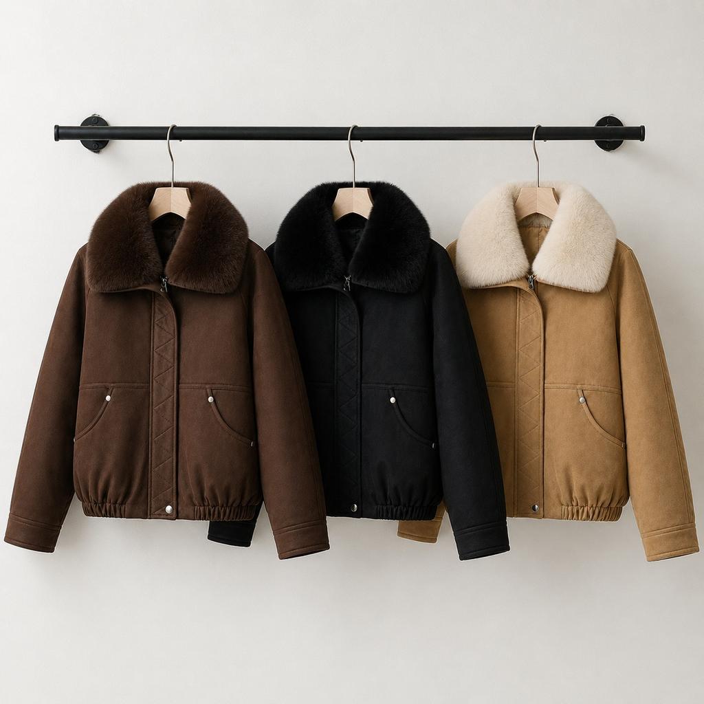 Removable large fur collar warm thickened cotton coat women's winter new loose pie overcome cotton clothes
