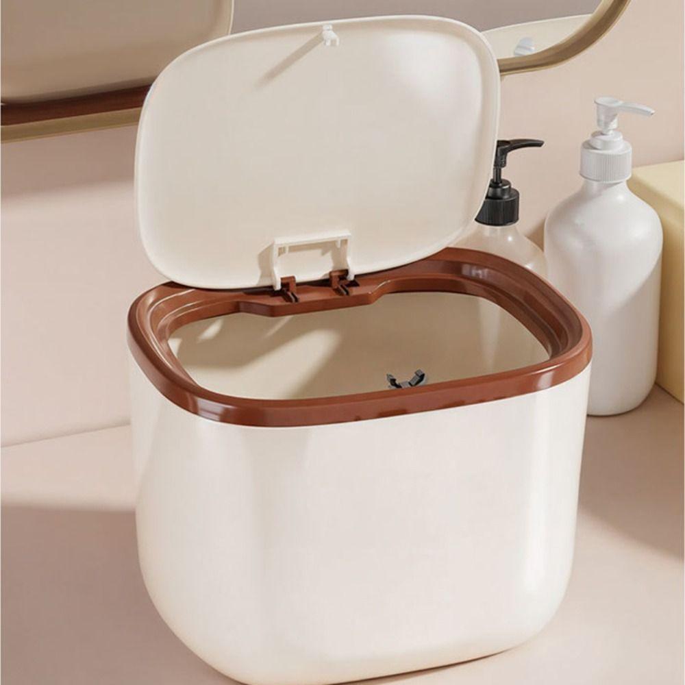 Sealed Desktop Trash Bin Household Press Storage Case Mini Paper Basket  Living Room