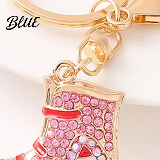 Roller Skates Key Ring Rhinestone Striped Keychain Alloy Backpack Schoolbag
