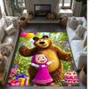 Masha and the Bear Crystal Velvet Rug, Soft Anti‑Slip Crystal Velvet Carpet for Living Room Bedroom Home Decor