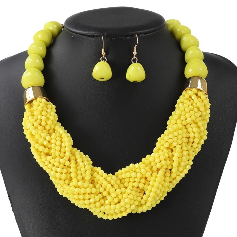 Layer Beaded Jewelry Set Safe Plastic Necklace and Earrings Accessory for Casual Outings Travel