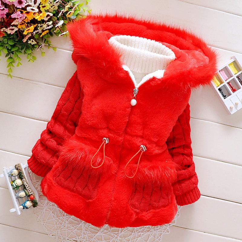 Plush Baby Jacket Thicken Warm Winter Jackets for Girls Sweater Coat Fashion Infant Hooded Outwear 1-4 Year Toddler Girl Clothes