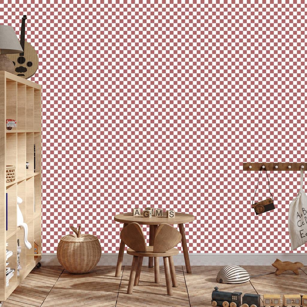 Red and Coral Checkerboard Wallpaper for Living Room and Bedroom 50x1000